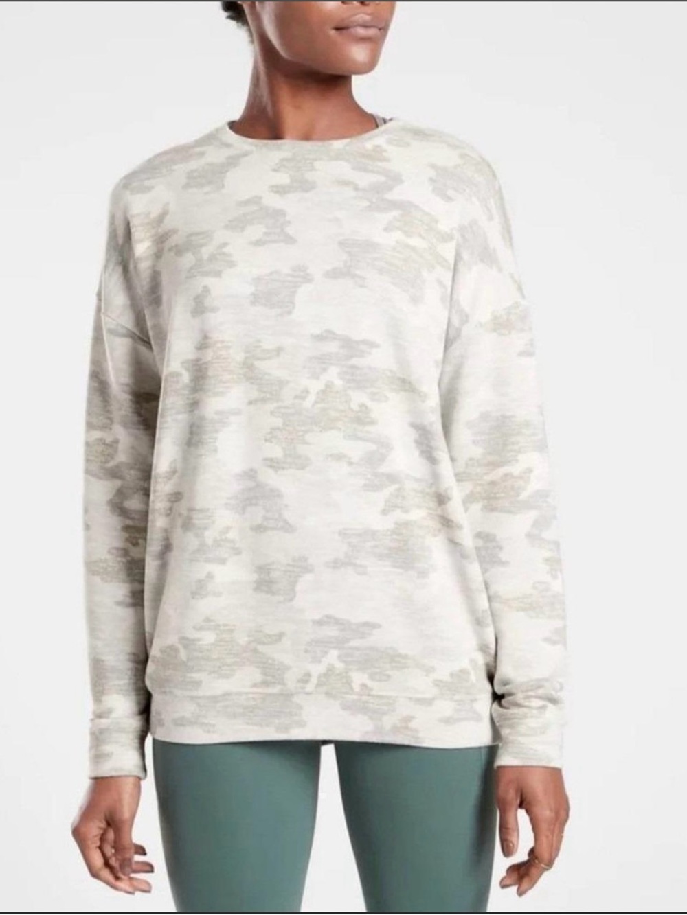 Athleta Pure Luxe Printed Crewneck Camo Sweatshirt | Size Small